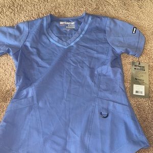 Greys anatomy ceil blue scrub top size xs